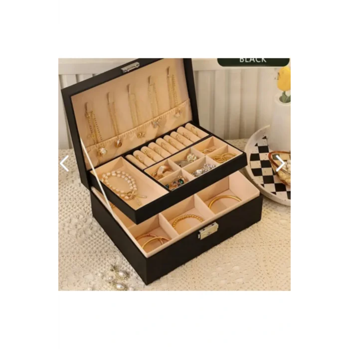 Genel Ürün Bölmeli büyük takı kutusu - organizer siyah