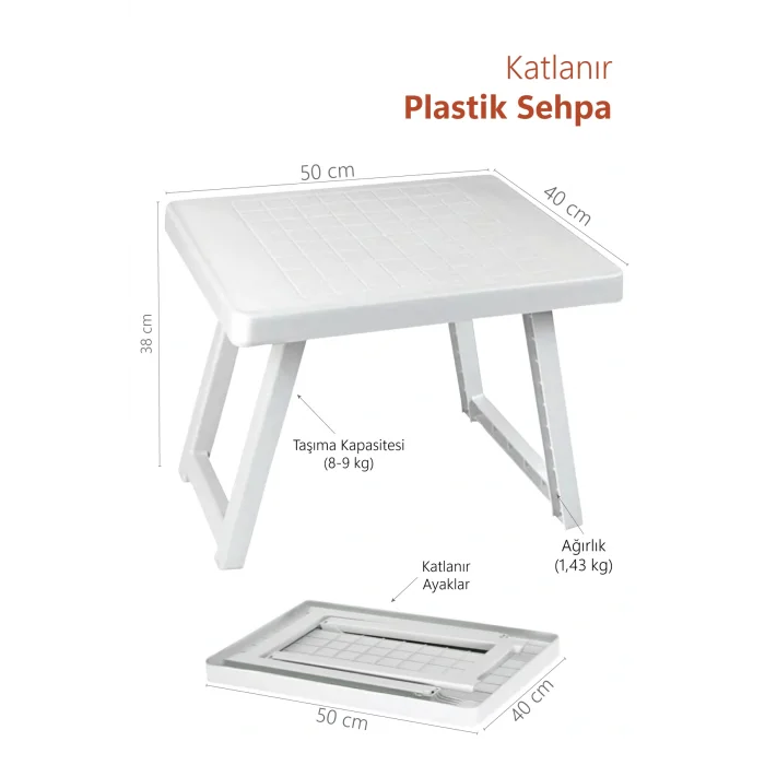 Genel Ürün Katlanır Plastik Sehpa Beyaz-kamp Masası