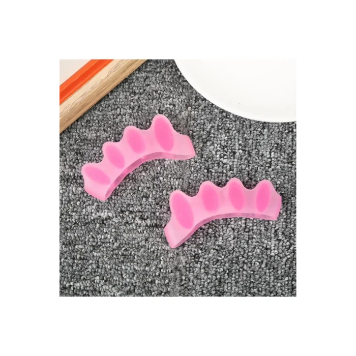 Genel Ürün 2li Pembe Renk Ayak Beş Parmak Ayırıcı Set Oje Sürme Kurutma Şekil Düzeltici Medikal Silikon Aparat