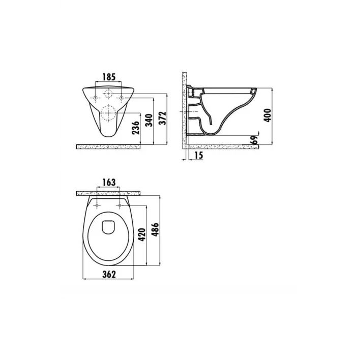 Genel Ürün Perla Asma Klozet TP320 +Çınar Yavaş Kapanan PP Kapak