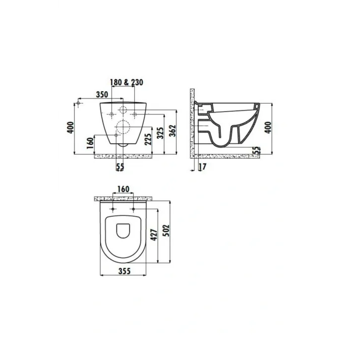 Genel Ürün Tp325 Mat Siyah Asma Klozet Ve Yavaş Kapanır Klozet Kapağı