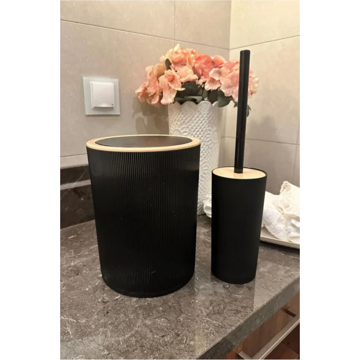 Genel Ürün Banyo Seti, 4lü, Yuvarlak, Siyah