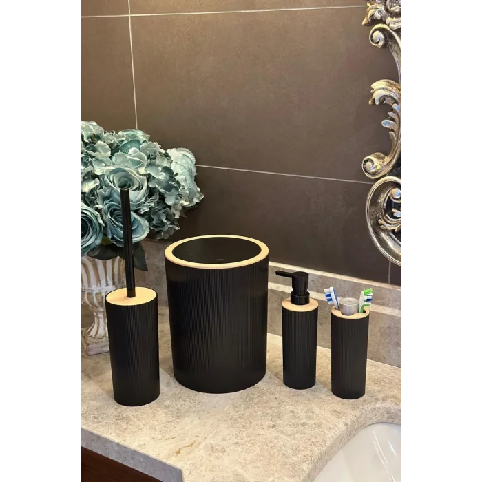 Genel Ürün Banyo Seti, 4lü, Yuvarlak, Siyah