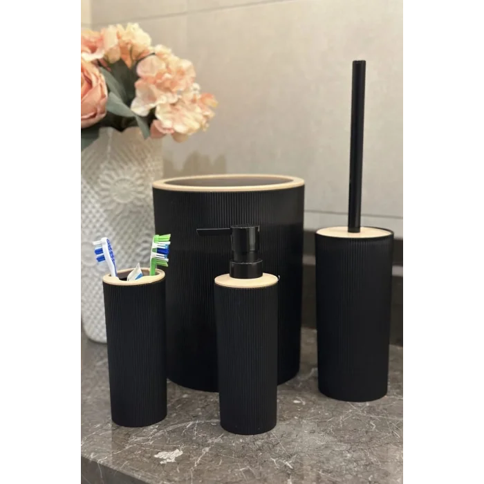Genel Ürün Banyo Seti, 4lü, Yuvarlak, Siyah