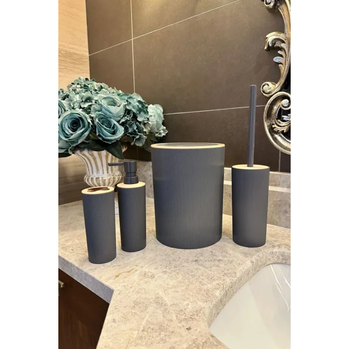 Genel Ürün Banyo Seti 4lü, Yuvarlak, Antrasit