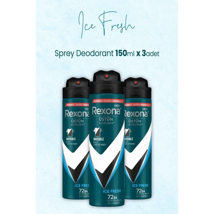 Genel Ürün Men Invisible Ice Fresh Erkek Sprey Deodorant 3 X 150 ml
