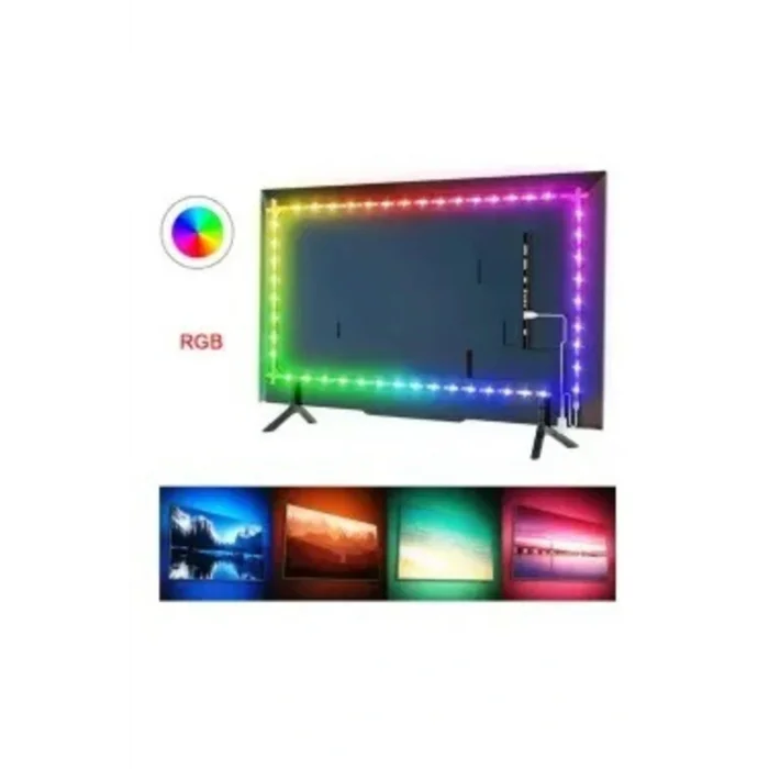 Genel Ürün RGB TV Televziyon Arkası LED Şerit Set 3M aydınlatma CT-4566 ışık uzaktan kumandalı USB Girişli