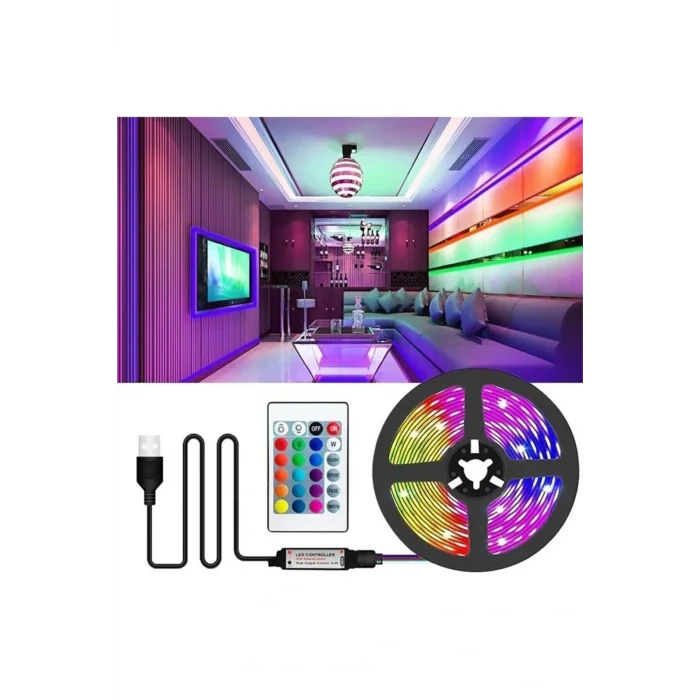 Genel Ürün RGB TV Televziyon Arkası LED Şerit Set 3M aydınlatma CT-4566 ışık uzaktan kumandalı USB Girişli