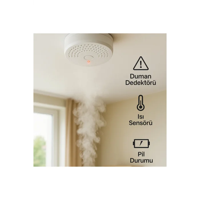 Genel Ürün Ct-9451 Pilli Duman Dedektörü Kablosuz Yangın Alarm Sensörü