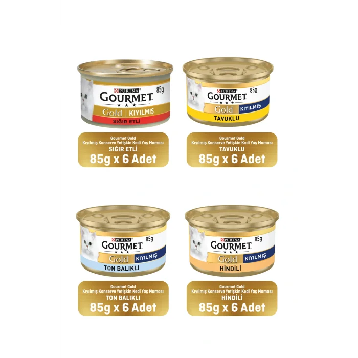 Genel Ürün Karışık Kıyılmış Konserve Yetişkin Kedi Yaş Maması 24 X 85 gr