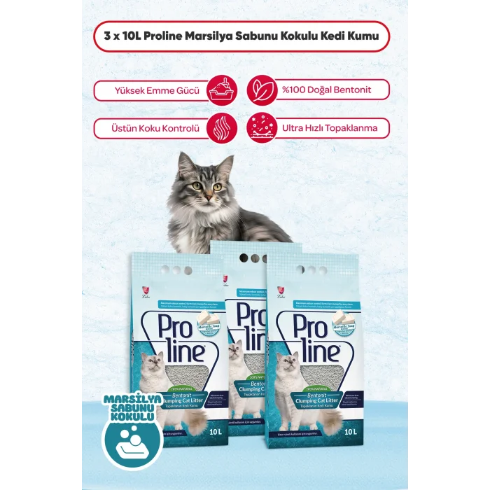 Genel Ürün Marsilya Sabunu Kokulu Kedi Kumu 10 Lt X 3 Adet