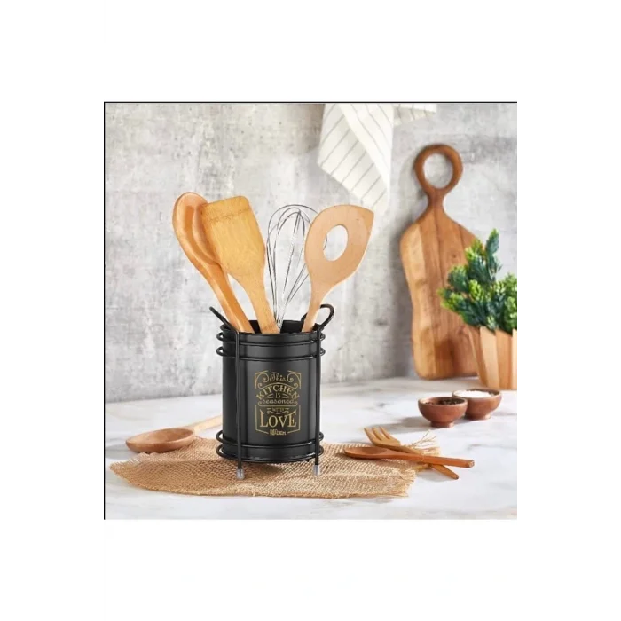 Genel Ürün Siyah Tezgah Üstü Metal Standlı Kaşıklık