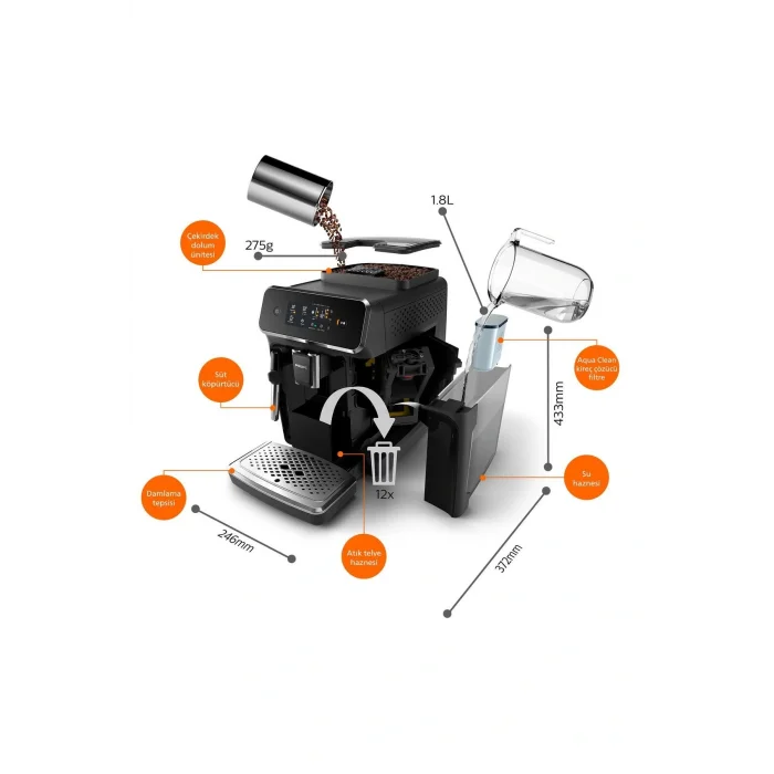 AGLpazarlama 2200 Serisi Ep2220/10 Tam Otomatik Espresso Makinesi