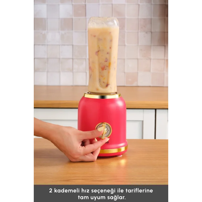Genel Ürün Retro Personal Kişisel Smoothie Blender Red