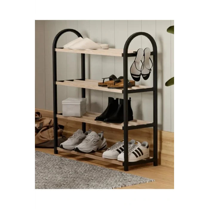 Genel Ürün Etraders Siyah Ahşap Çubuklu Masif Ayakkabılık Kontef