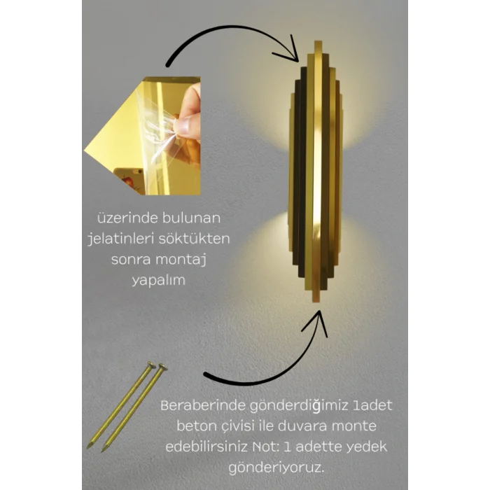 Genel Ürün Pilli Tak Çalıştır Eskitme Bronz İki Toplu 1 Adet Salon Yatak Odası Aplik