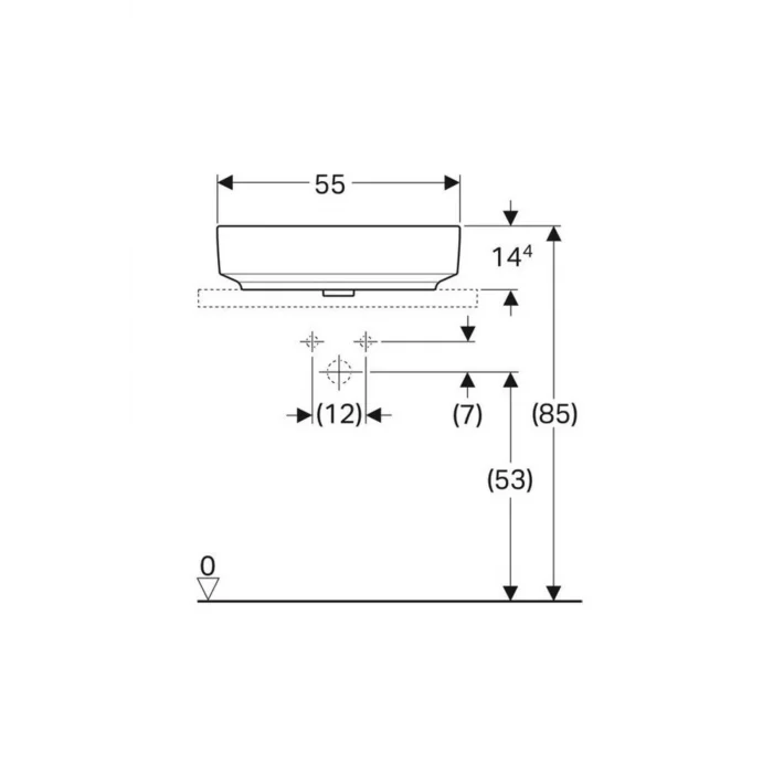 Genel Ürün Variform 55 Cm Tezgah Üstü Lavabo, Eliptik Parlak Beyaz