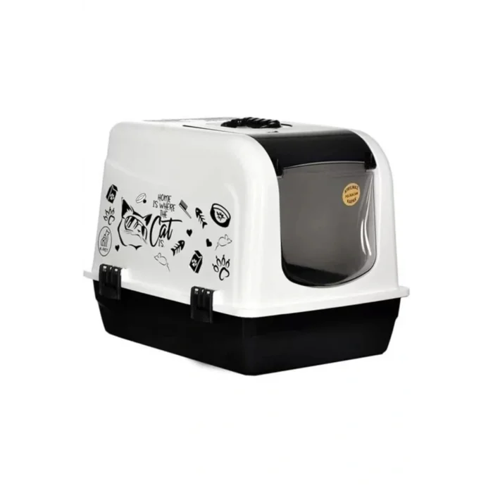 Genel Ürün Kırılmaz Kapaklı Büyük Lüks Kapalı Kedi Tuvaleti - Kürek - Kırılmaz Özel Koku Filtreli
