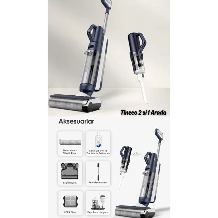 Genel Ürün Drmz Floor One S5 Combo Plus Akıllı Dikey Süpürge&Paspas Islak & Kuru ,0.5 Litre,2si1 Arada