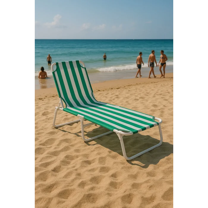 Genel Ürün Curacao Yeşil Çizgili Şezlong