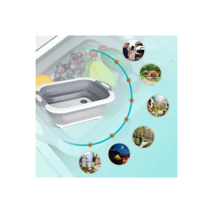 Genel Ürün Çok Fonksiyonlu Katlanabilir Süzgeçli Kesme Doğrama Tahtası Badya Leğen