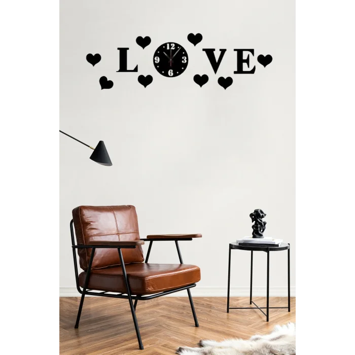 Kol Saati Love Ahşap Lazer Kesim Duvar Saati Nc2045