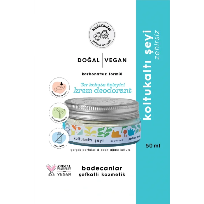 Genel Ürün Portakal & Sedir Koltukaltı Şeyi | Doğal Vegan Ter Kokusu Önleyici Krem Deodorant 50ml