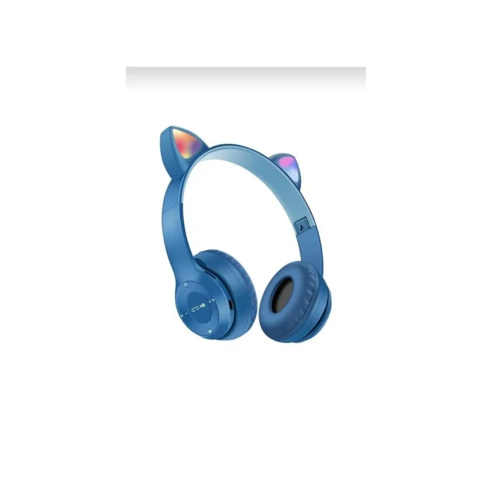 Genel Ürün Lacivert Renk Vilya Kedi Kulağı Detaylı Uyumlu Bluetooth Kablosuz Kulaklık Çocuk Oyuncu Aux Kablo