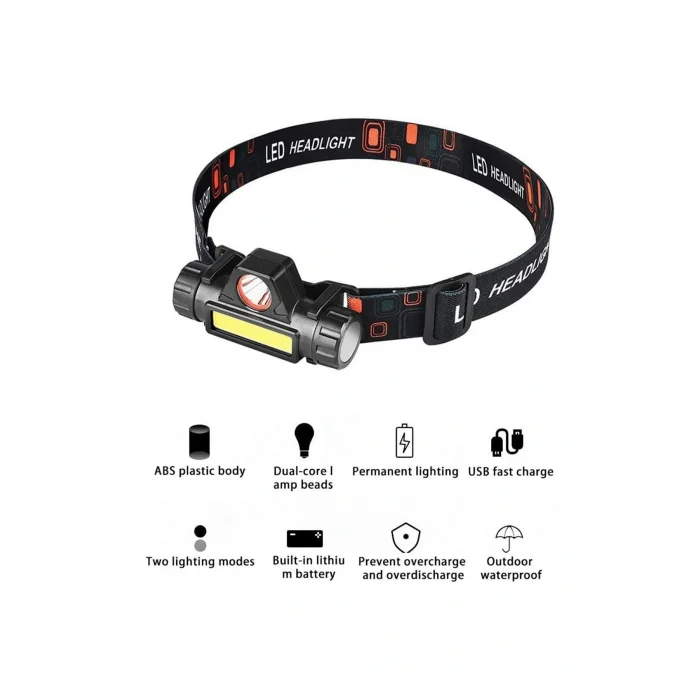 Genel Ürün Led Kafa Feneri (ŞARJLI) Çift Fonksiyonlu Fener