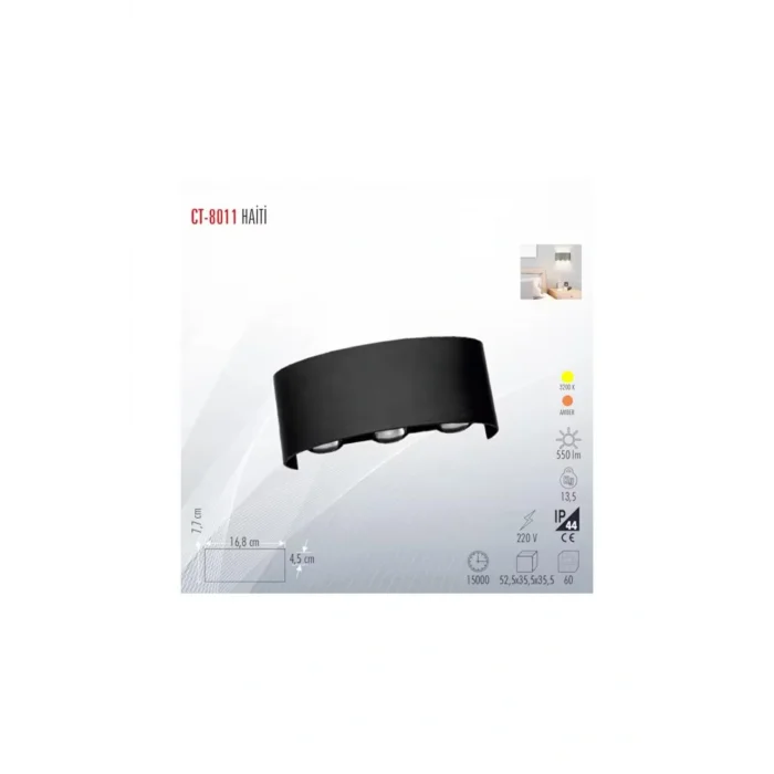 Genel Ürün CT-8011 10 Watt Haiti Siyah Kasa Aplik Amber