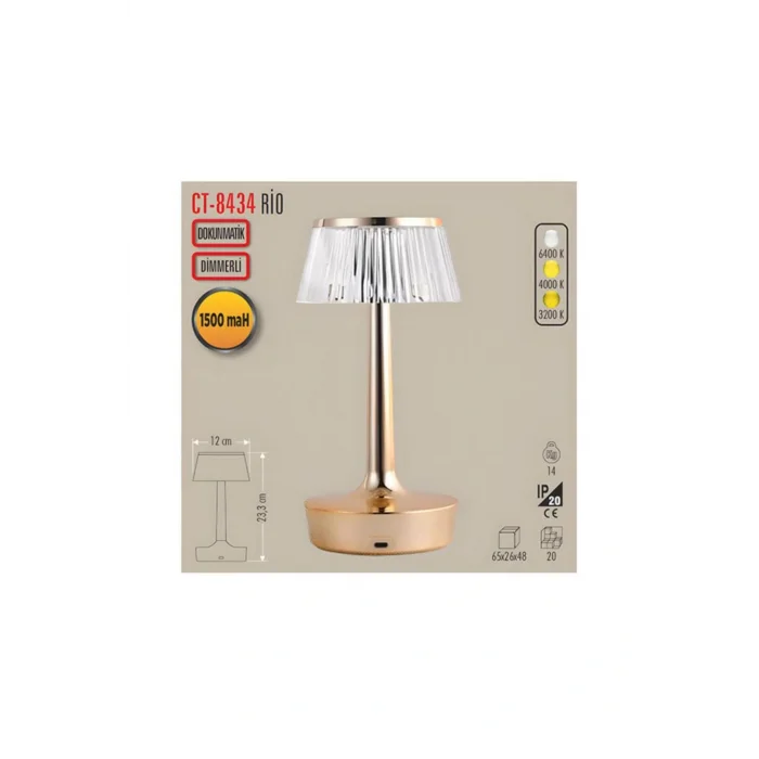 Lamba CT 8434 2W Rio Şarjlı Masa Lambası 3 Renk