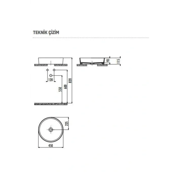 Genel Ürün Loop 45 Cm Set Üstü Çanak Lavabo Siyah Mat LP145