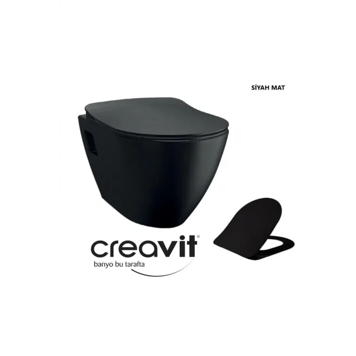 Genel Ürün TP325 Siyah Mat Asma Klozet + Duck Yavaş Kapanır Kapak Siyah Mat