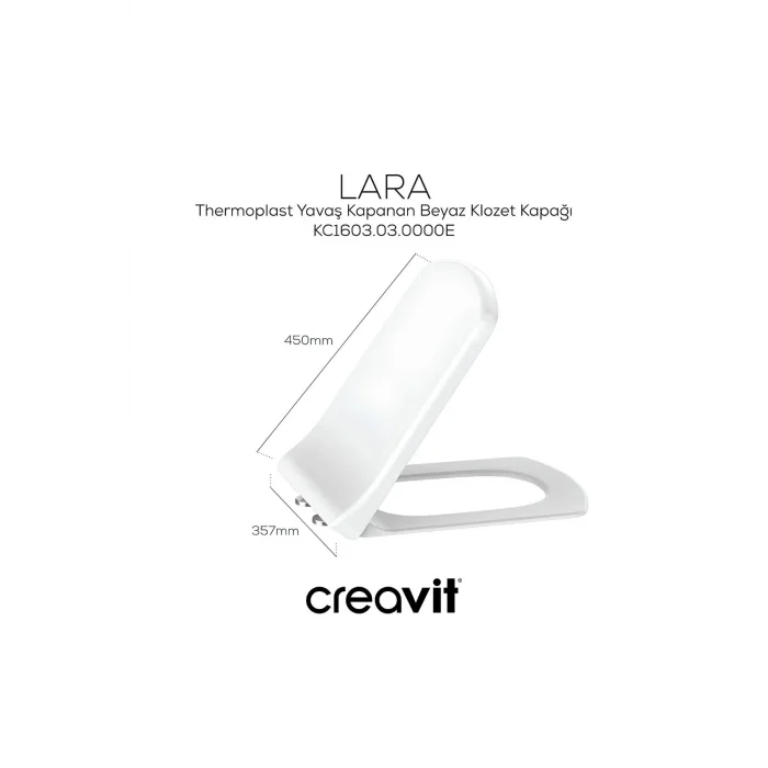 Genel Ürün Lara Beyaz Kanallı Duvara Sıfır Klozet Takım LR360, Lara Yavaş Kapak