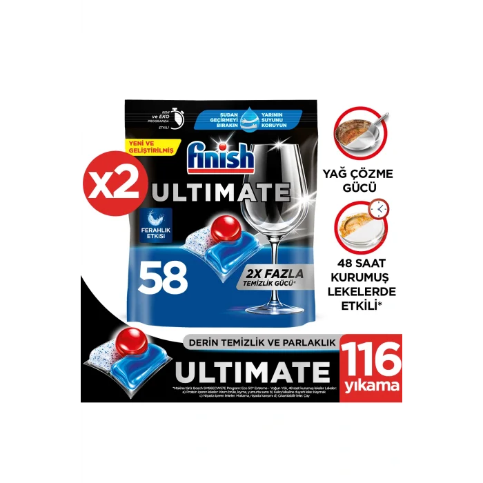 Genel Ürün Ultimate Hepsi Bir Arada Bulaşık Makinesi Deterjanı  Kapsül Tablet  116 Adet (58 x 2li)