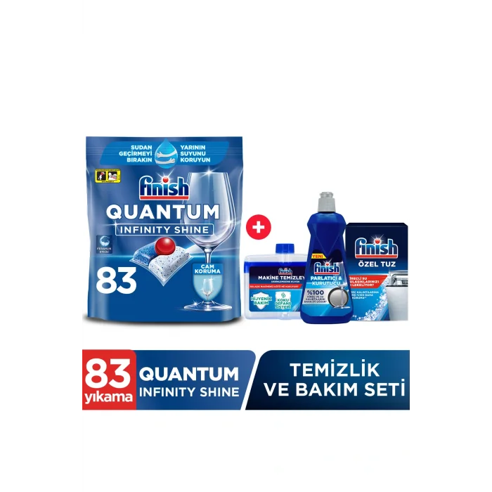 Genel Ürün Quantum Infinity Shine 83 Kapsül Bulaşık Makinesi Deterjanı Tableti + Temizlik Ve Bakım Seti