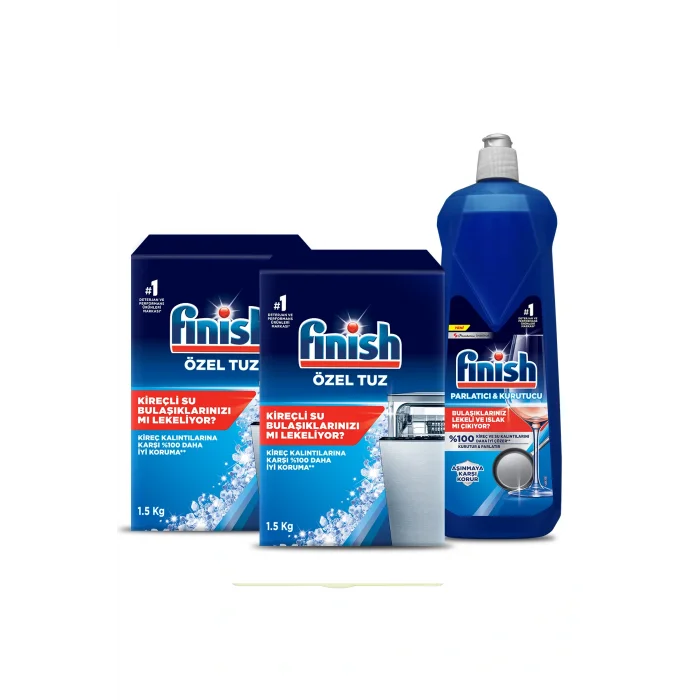 Genel Ürün Bulaşık Makinesi Tuzu Kireç Kalıntılarına Karşı Koruyucu 2 x1500 gr+ Parlatıcı & Kurutucu 800 ml