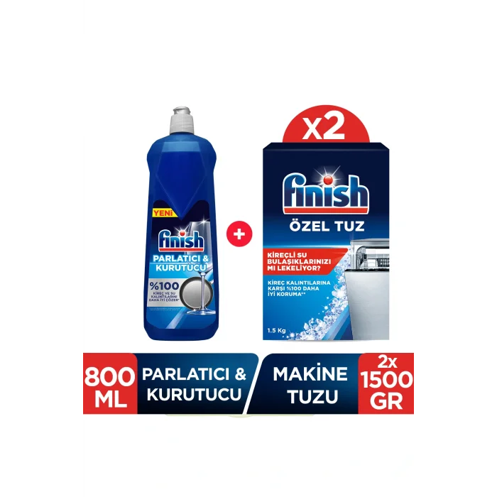 Genel Ürün Bulaşık Makinesi Tuzu Kireç Kalıntılarına Karşı Koruyucu 2 x1500 gr+ Parlatıcı & Kurutucu 800 ml