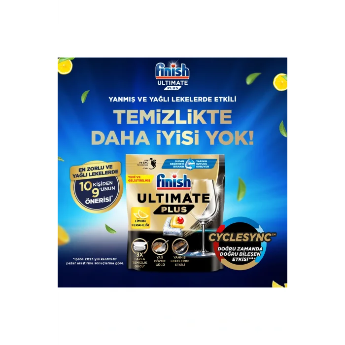 Genel Ürün Ultimate Plus Hepsi Bir Arada Bulaşık Makinesi Deterjanı Kapsül Tablet Limon 40 Adet