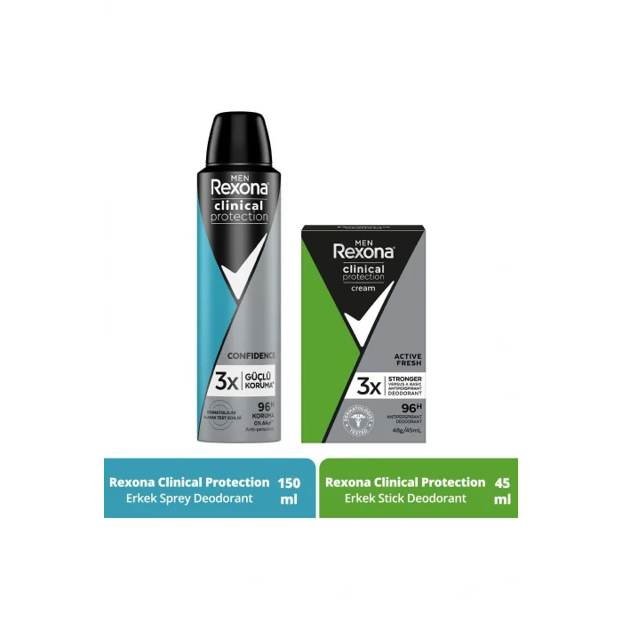 Genel Ürün Men Clinical Protection Erkek Sprey Deodorant 150 Ml + Erkek Stick Deodorant 45 Ml