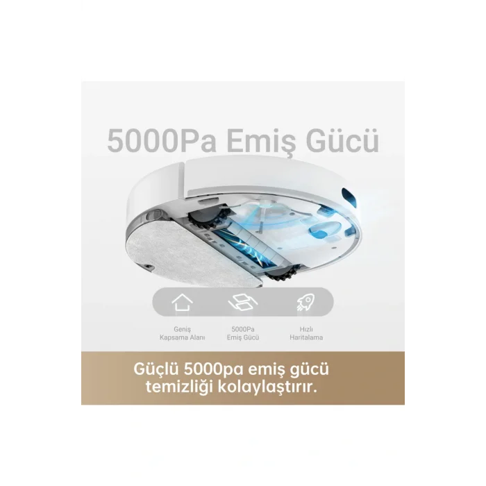 Genel Ürün D10s Robot Süpürge Beyaz, 5.000Pa Emiş Gücü