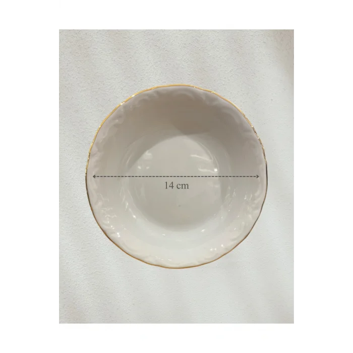 Genel Ürün 6lı Altın Yaldızlı 14 Cm Porselen Çukur Tabak Küçük Boy Çerezlik Kahvaltılık Porselen Tabak