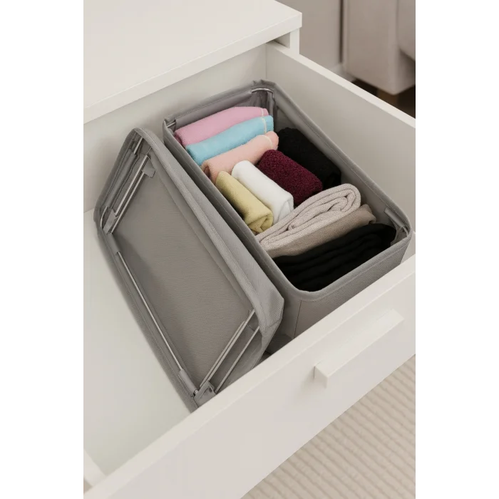 Dolap Düzenleyici 3 lü Katlanabilir Telli Çekmece Dolap Düzenleyici Set Çekmece Organizeri Saklama Kutusu