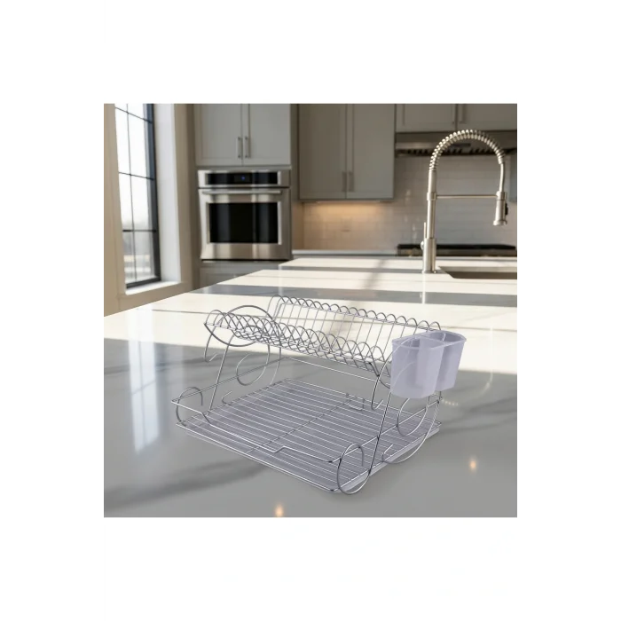 Genel Ürün Kiwa Bulaşık Sepeti Çift Katlı Tabaklık Elisa Model