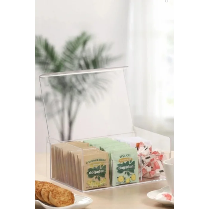 Genel Ürün 6 Bölmeli Kapaklı Çay Kutusu Poşet Bitki Çayı Kabı