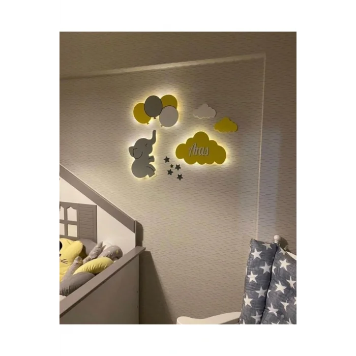 Lamba Çocuk Odası Dekoratif Ahşap Gece Lambası Ledli Aydınlatma