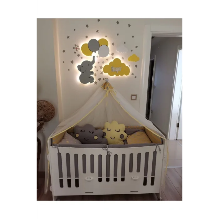 Lamba Çocuk Odası Dekoratif Ahşap Gece Lambası Ledli Aydınlatma