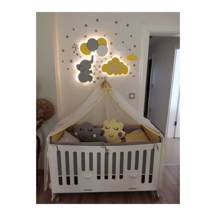 Lamba Çocuk Odası Dekoratif Ahşap Gece Lambası Ledli Aydınlatma