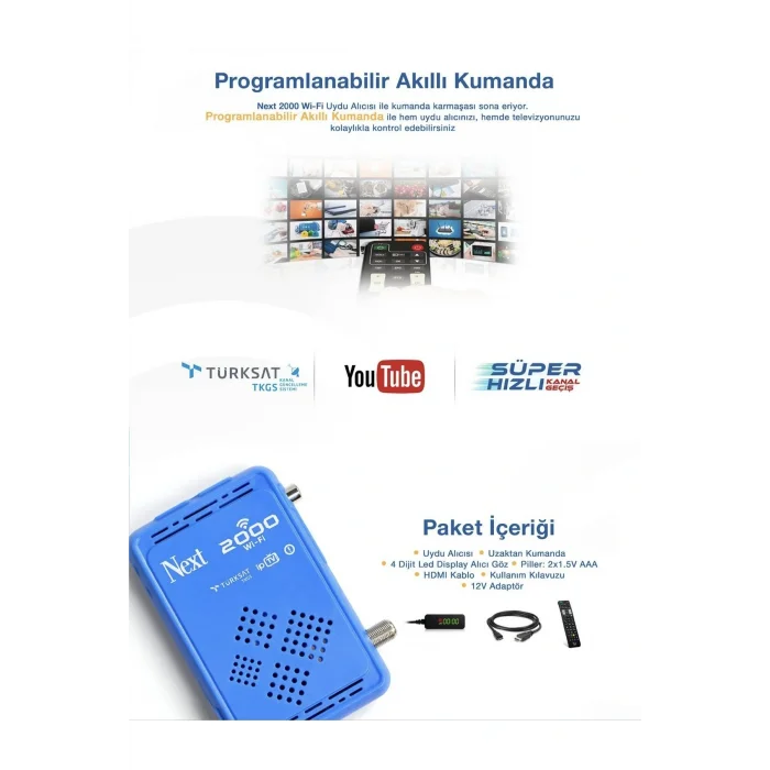 Genel Ürün Next 2000 Wifi-S I.p.t.v. Özellikli Hd Uydu Alıcısı Dahili Wifi