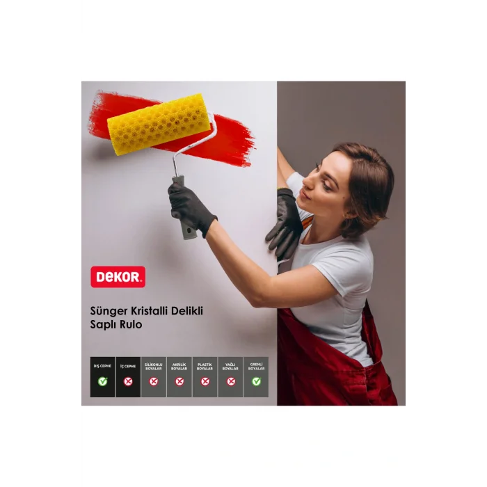 Genel Ürün 1117 Sünger Kristalli Delikli Efekt Rulo 20 cm Grenli Boya Uygulama Rulosu